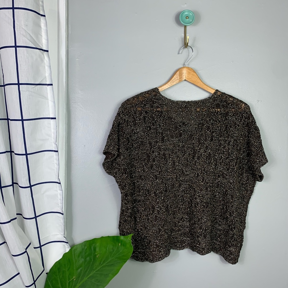 Eileen Fisher Bronze Metallic Sparkle Sweater - Picture 5 of 5